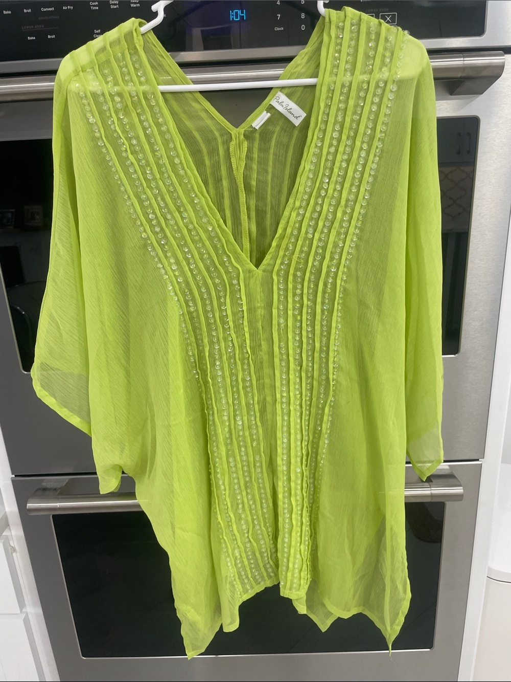 Lime Embellished V-Neck Women's cover up in lime - Picture 9 of 9